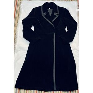 Vintage black long‎ velvet Velour jacket steampunk gothic Y2k Emo Goth Witchy